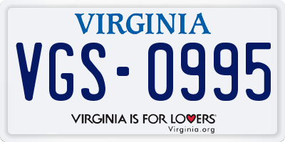 VA license plate VGS0995