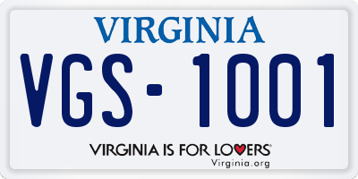 VA license plate VGS1001