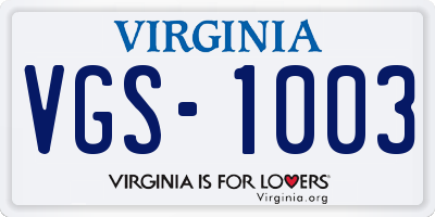 VA license plate VGS1003