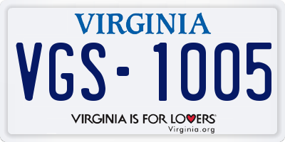 VA license plate VGS1005