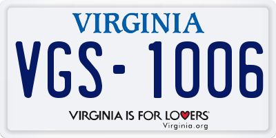 VA license plate VGS1006