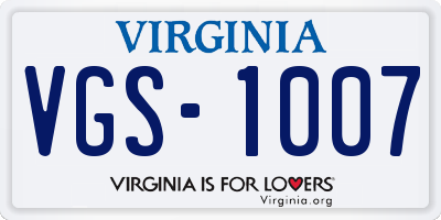 VA license plate VGS1007