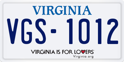 VA license plate VGS1012