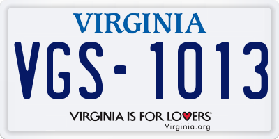 VA license plate VGS1013