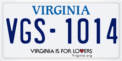 VA license plate VGS1014