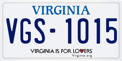 VA license plate VGS1015
