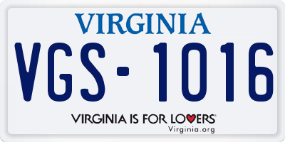 VA license plate VGS1016