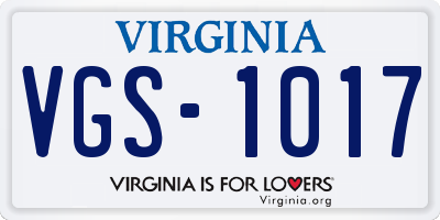 VA license plate VGS1017