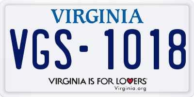 VA license plate VGS1018