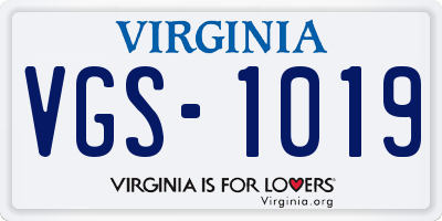 VA license plate VGS1019