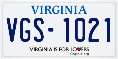 VA license plate VGS1021