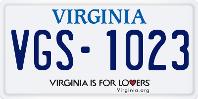VA license plate VGS1023