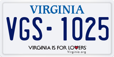 VA license plate VGS1025