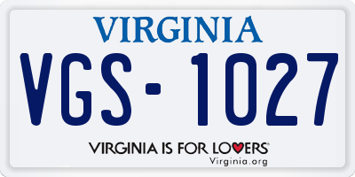 VA license plate VGS1027