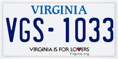 VA license plate VGS1033