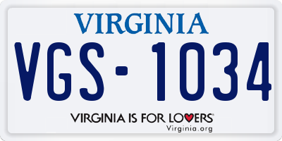 VA license plate VGS1034