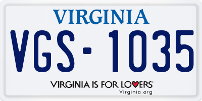 VA license plate VGS1035