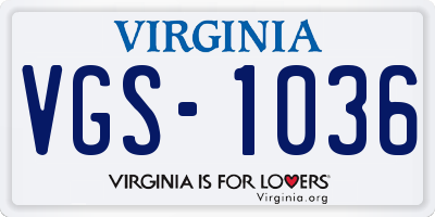 VA license plate VGS1036