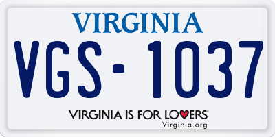 VA license plate VGS1037