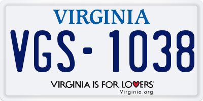 VA license plate VGS1038