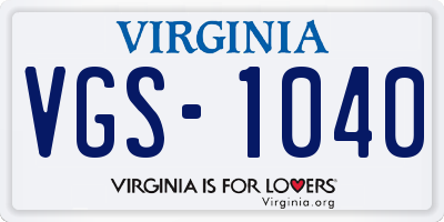 VA license plate VGS1040