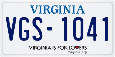 VA license plate VGS1041