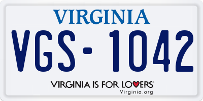 VA license plate VGS1042
