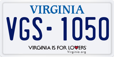 VA license plate VGS1050