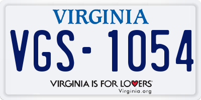 VA license plate VGS1054