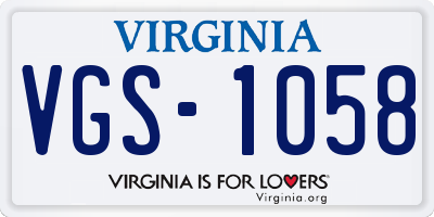 VA license plate VGS1058