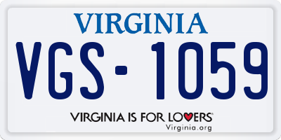 VA license plate VGS1059