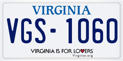 VA license plate VGS1060