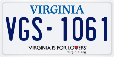 VA license plate VGS1061