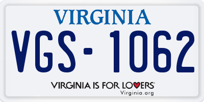 VA license plate VGS1062