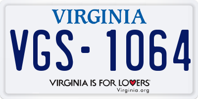 VA license plate VGS1064