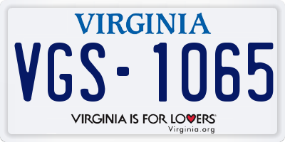 VA license plate VGS1065