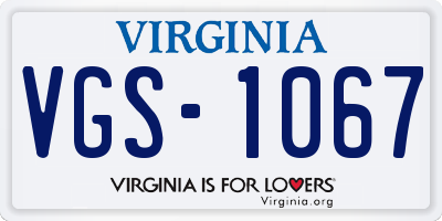 VA license plate VGS1067