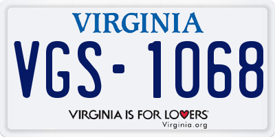 VA license plate VGS1068