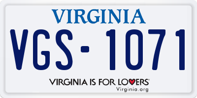 VA license plate VGS1071