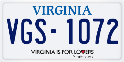 VA license plate VGS1072