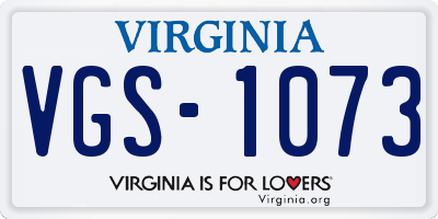 VA license plate VGS1073