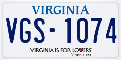 VA license plate VGS1074