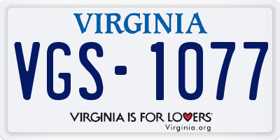 VA license plate VGS1077