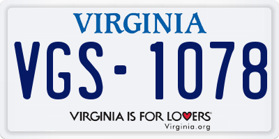 VA license plate VGS1078