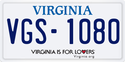 VA license plate VGS1080