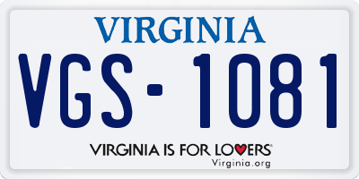 VA license plate VGS1081