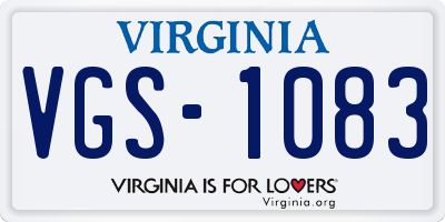 VA license plate VGS1083