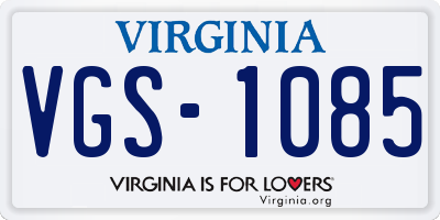 VA license plate VGS1085