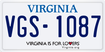 VA license plate VGS1087