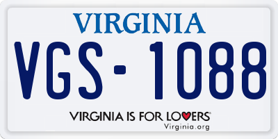 VA license plate VGS1088